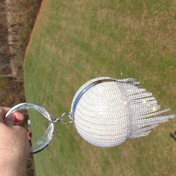 🐧UNIQUE VINTAGE Round Pearl/Rhinestones Flapper Clutch - Picture 12 of 14